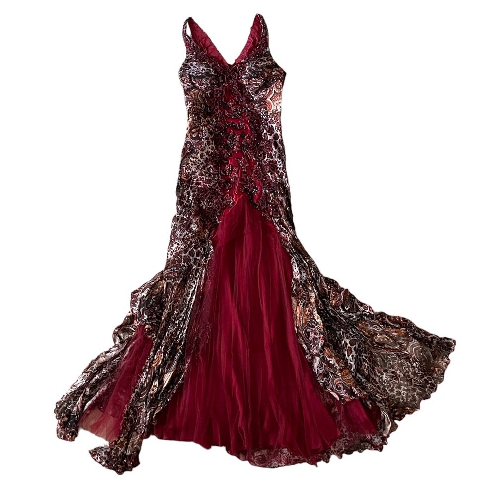 Elegant beaded Silk Gown from Europe with matching Shawl